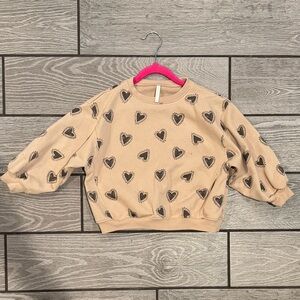 Rylee & Cru Beige Heart Print Sweatshirt 4-5Y play condition